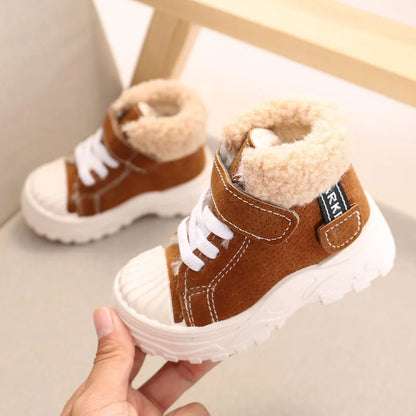 Children Warm Boots Winter New Boys Plus Thicken Velvet Cotton Shoes Girls Waterproof Short Boots Baby Cotton Boots