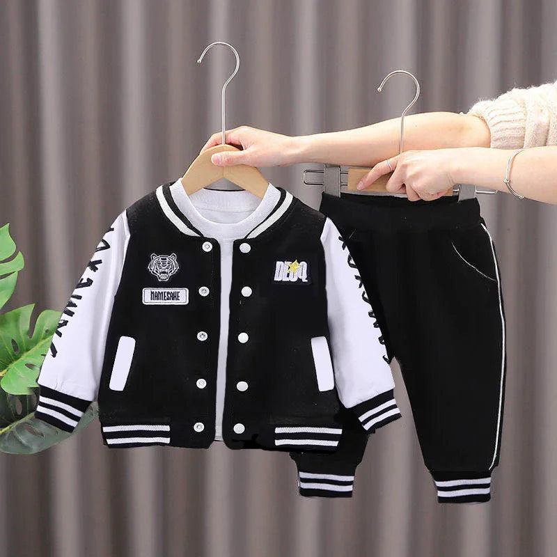 1-5 Year Baby Boy Clothing Set Spring Autumn Cartoon Tiger Baseball Coat Pants 2Pc Children Sport Suit Toddler Kid Casual Outfit