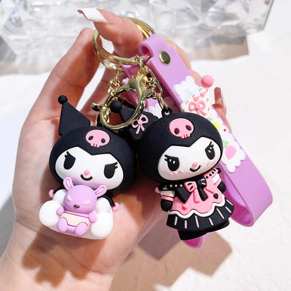 Anime Sanrio Hello Kitty Figures Keychain- Key Ring Cinnamoroll Figurine Birthday Gifts