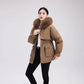 Winter New Fleece-lined Cotton Coat Women's Petite Waist-fitted Thickened Warm Big Collar Jacket Trendy Parkas