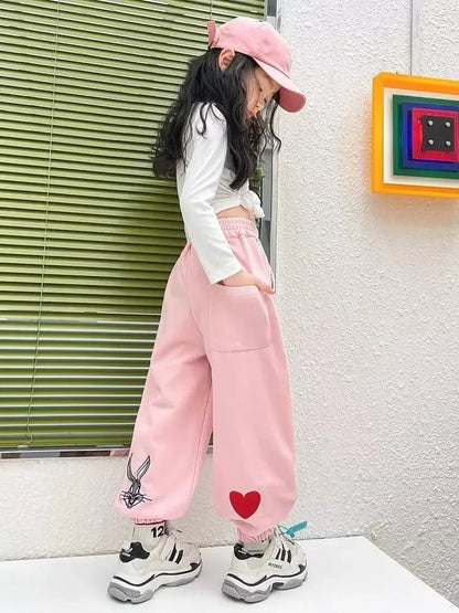 Stylish Spring Autumn Children's Pants Loose Fit Casual Trousers For Girls New Large Medium Kids Wardrobe