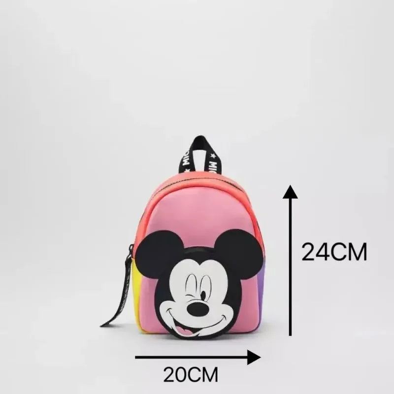 Disney Cartoon Mickey Mouse Cute Fashion Backpack Women's Minnie Canvas School Bag Fashion Large Capacity Backpack Girls Mochila