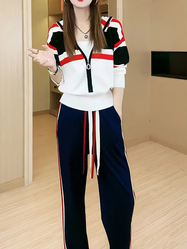 Casual Pullover Coat and Wide Leg Pants Suit for Women, Two-Piece Set Trouser Long Sleeve Loose Outfits Tracksuit Fashion 2023