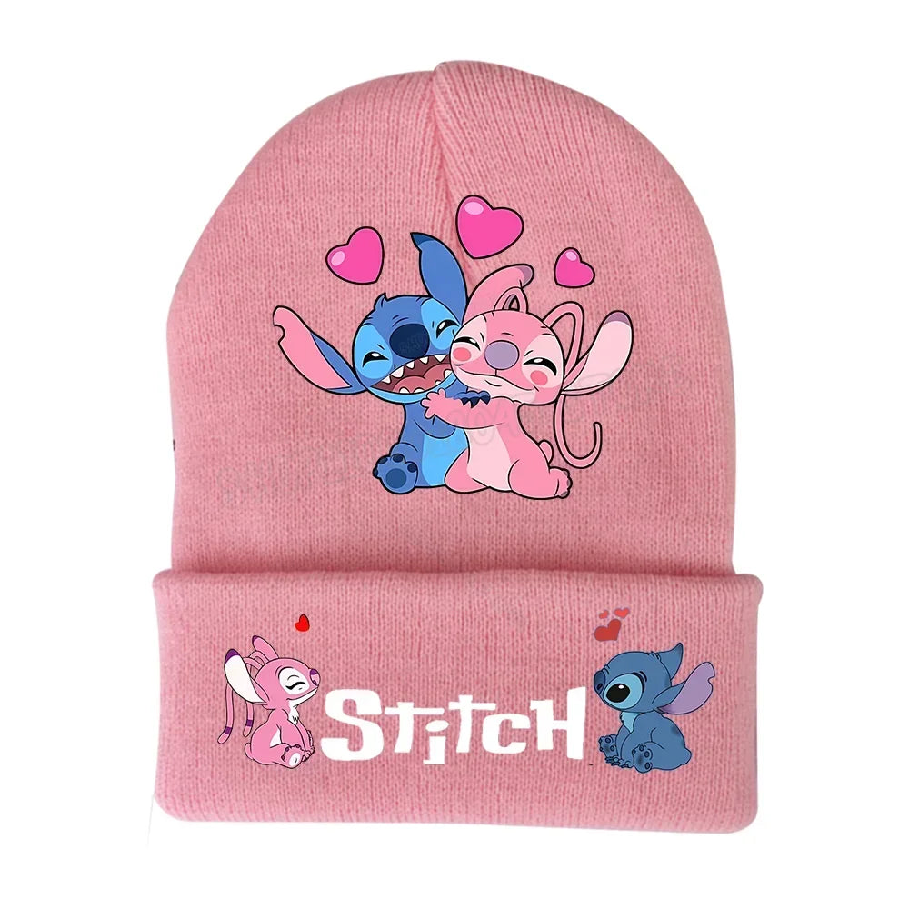 Stitch Disney Cap Wool Acrylic Knitted Caps Cartoon Anime Kids Skullcap Autumn Winter Elastic Skullies Beanies Hat Birthday Gift