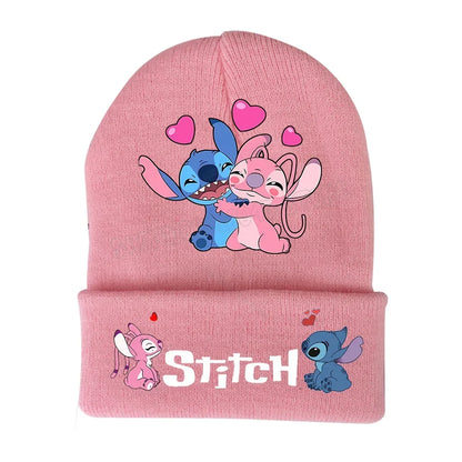 Stitch Disney Cap Wool Acrylic Knitted Caps Cartoon Anime Kids Skullcap Autumn Winter Elastic Skullies Beanies Hat Birthday Gift