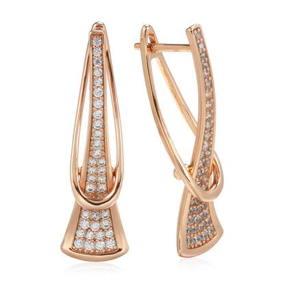 Innovative Design Natural Zircon Drop Earrings for Women 585 Rose Gold Color Romantic Gift Fashion Daily Fine Jewelry