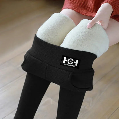 Women Winter Leggings Solid Warm Leggings Thicken Lamb Cashmere Hight Waist Butt Lift High Stretchy Walking with Pocket Pants