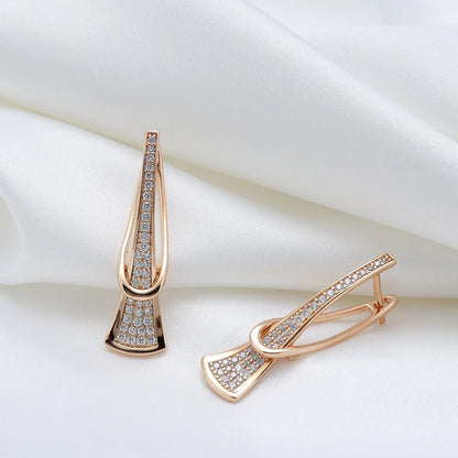 Innovative Design Natural Zircon Drop Earrings for Women 585 Rose Gold Color Romantic Gift Fashion Daily Fine Jewelry