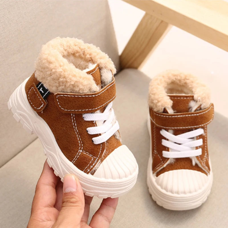 Children Warm Boots Winter New Boys Plus Thicken Velvet Cotton Shoes Girls Waterproof Short Boots Baby Cotton Boots