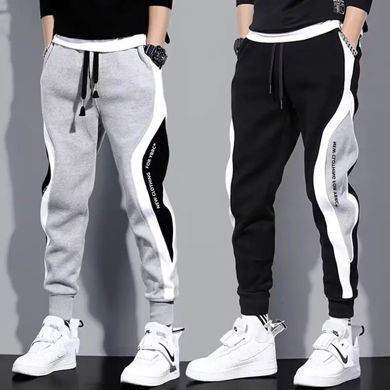 Men’s Black Jogger Pants – Hip Hop Drawstring Sweatpants, Loose Fit Elastic Waist Trousers, Casual Sportswea