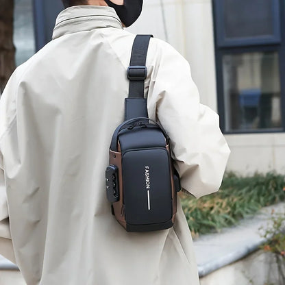Durable  Sling Bag for Men – Motorcycle Style Crossbody Chest Pack with Zipper & Phone Pocket, Daily Travel/Commute Bag