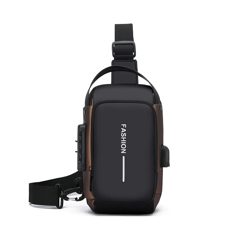 Durable  Sling Bag for Men – Motorcycle Style Crossbody Chest Pack with Zipper & Phone Pocket, Daily Travel/Commute Bag