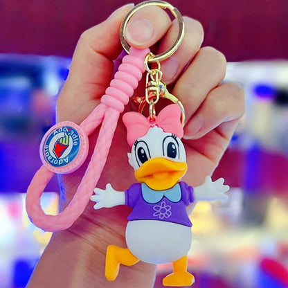 New Anime Disney Keychain Cartoon Mickey Mouse Minnie Lilo & Stitch Cute Doll Keyring Ornament Key Chain Pendant Kids Toys Gifts