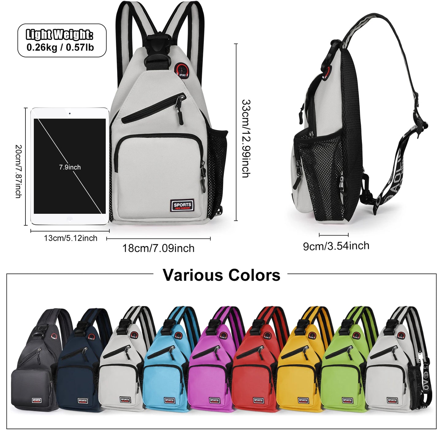 Small Women’s Chest Bag Crossbody – Oxford Travel Shoulder Backpack with Earphone Hole, Adjustable Sports & Messenger Bag