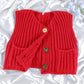 Women'S Knitted Vest Chic Clothes Red Color Sleeveless Casual Tank Top Women Sweater Vests Fashion Sweater Top Button Clothing