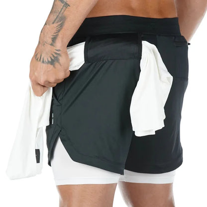 2-in-1 Men’s Gym Shorts – Camo Running, Quick Dry Training & Jogging Pants, Summer Sportswear