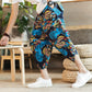 Harajuku Summer Loose Calf Length Casual Pants Men Wide Leg Cotton Linen Printing Baggy Pants Oversize Men's Trousers