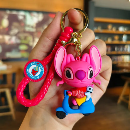 New Anime Disney Keychain Cartoon Mickey Mouse Minnie Lilo & Stitch Cute Doll Keyring Ornament Key Chain Pendant Kids Toys Gifts