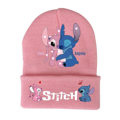 Stitch Disney Cap Wool Acrylic Knitted Caps Cartoon Anime Kids Skullcap Autumn Winter Elastic Skullies Beanies Hat Birthday Gift