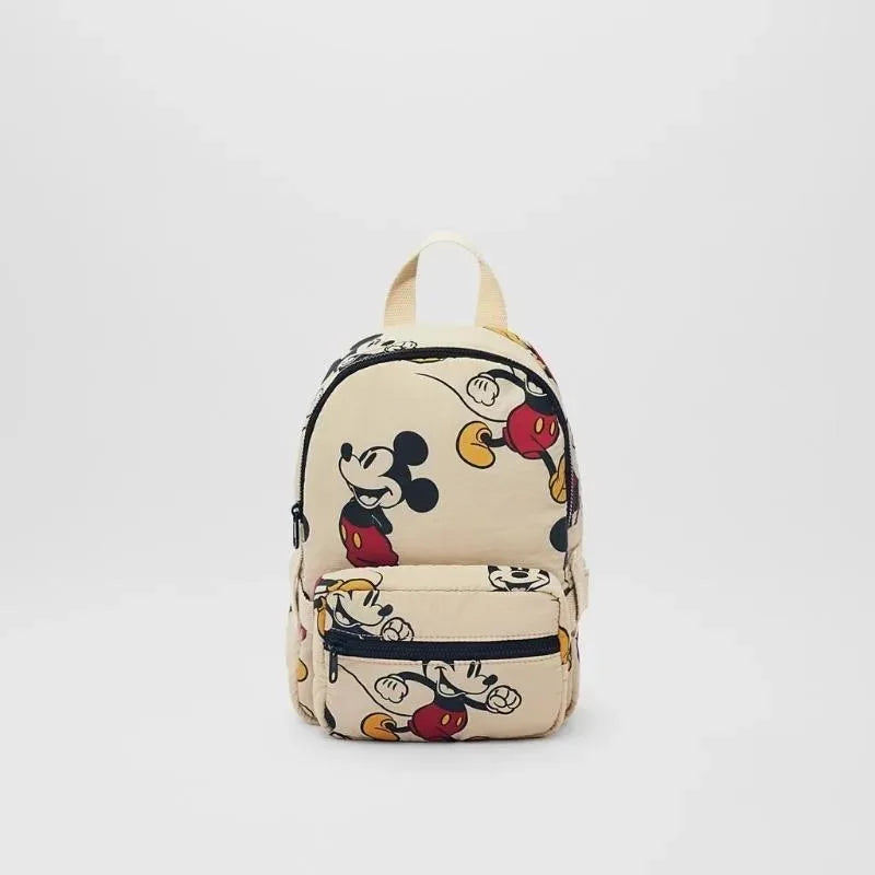 Disney Cartoon Mickey Mouse Cute Fashion Backpack Women's Minnie Canvas School Bag Fashion Large Capacity Backpack Girls Mochila