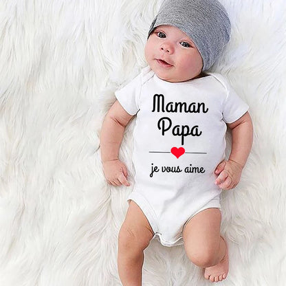 Mom Dad I Love You Baby Bodysuits  Infant Outfit New Born Boys Girls Clothes Gift