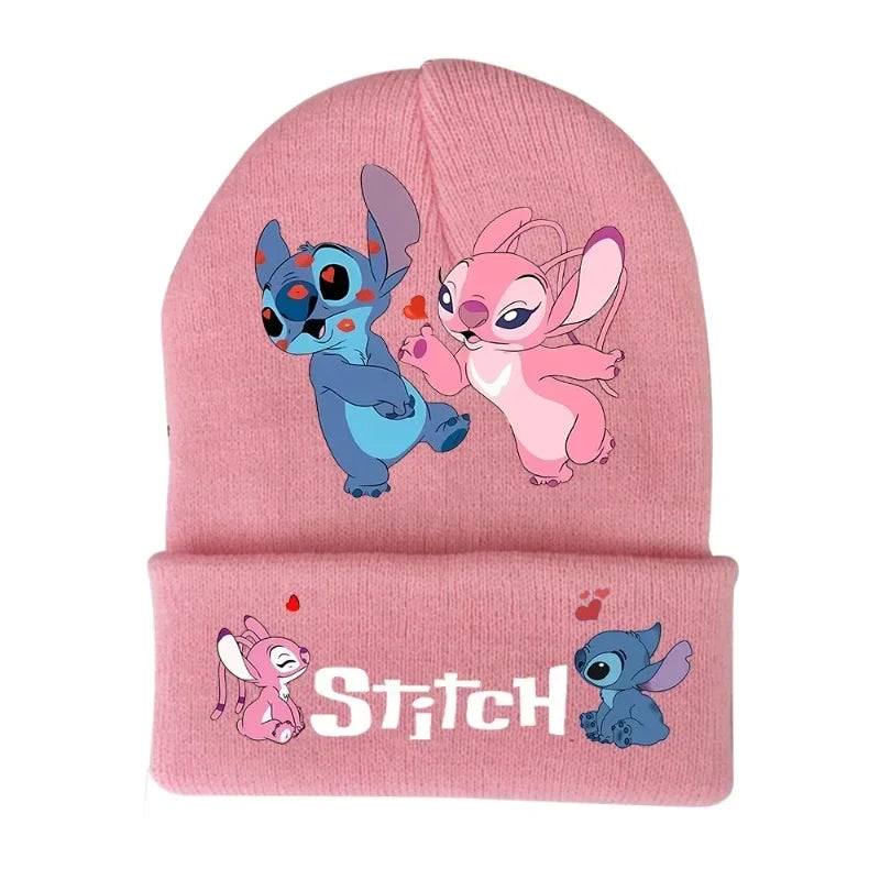 Stitch Disney Cap Wool Acrylic Knitted Caps Cartoon Anime Kids Skullcap Autumn Winter Elastic Skullies Beanies Hat Birthday Gift