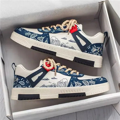 New Men's Shoes Spring and Summer New Wave Flower Shoes Men's Tide Shoes Men's Leather Sports Casual Breathable Board Shoes