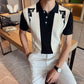 Spring Summer New Korean Fashion Business Casual Male Pullover Chic Contrst Color Hipster Polo T-shirt Patchwork Korean Top Men