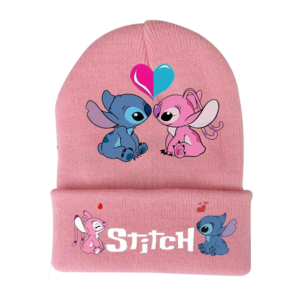 Stitch Disney Cap Wool Acrylic Knitted Caps Cartoon Anime Kids Skullcap Autumn Winter Elastic Skullies Beanies Hat Birthday Gift