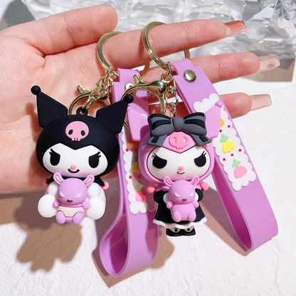 Anime Sanrio Hello Kitty Figures Keychain- Key Ring Cinnamoroll Figurine Birthday Gifts