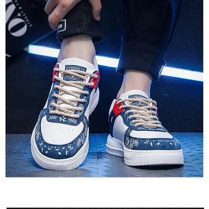 New Men's Shoes Spring and Summer New Wave Flower Shoes Men's Tide Shoes Men's Leather Sports Casual Breathable Board Shoes