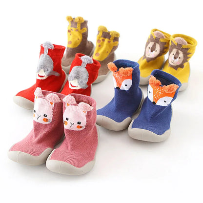 Baby First Shoes Toddler Walker Infant Boys Girls Kids Rubber Soft Sole Floor Barefoot Casual Shoes Knit Booties Anti-Slip