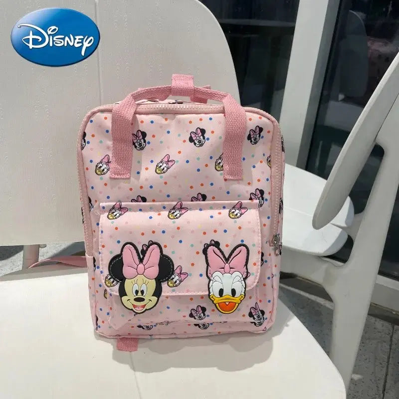 Disney Cartoon Mickey Mouse Cute Fashion Backpack Women's Minnie Canvas School Bag Fashion Large Capacity Backpack Girls Mochila