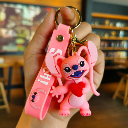 New Anime Disney Keychain Cartoon Mickey Mouse Minnie Lilo & Stitch Cute Doll Keyring Ornament Key Chain Pendant Kids Toys Gifts