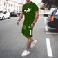 2024 New Summer Men's clothing short-sleeved T-shirt + five-point shorts 2-piece set tracksuit fashion jogging casual Men's sets