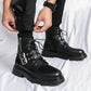 NEW Luxury Brand Black Men's Chelsea Boots Gothic Biker Boots Men's Casual Leather Outdoor Shoes Ankle Boots for Men MO-51382