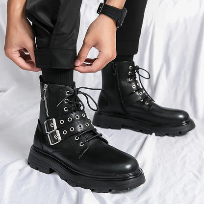 NEW Luxury Brand Black Men's Chelsea Boots Gothic Biker Boots Men's Casual Leather Outdoor Shoes Ankle Boots for Men MO-51382