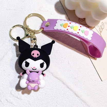 Anime Sanrio Hello Kitty Figures Keychain- Key Ring Cinnamoroll Figurine Birthday Gifts