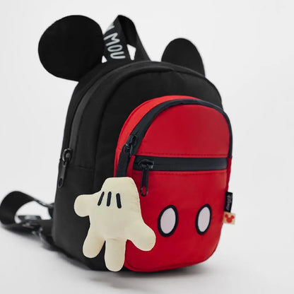 Disney Cartoon Mickey Mouse Cute Fashion Backpack Women's Minnie Canvas School Bag Fashion Large Capacity Backpack Girls Mochila