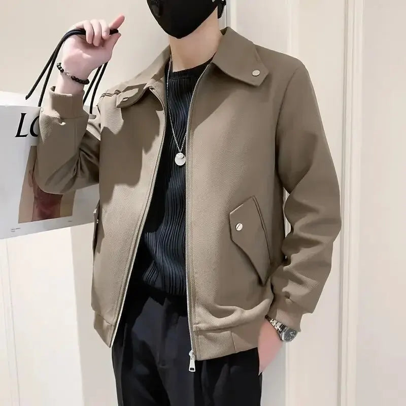 New Spring 2023 Casual Men's Jacket Trendy Lapel Blazer Korean Style Lightweight Easygoing Fashion Coat For Men