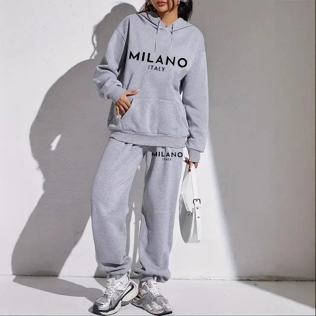 Women’s  MILANO Printed Hoodie Set | Cotton Blend Floral T-Shirt with Pocket & Full Sleeve – Comfortable Casual Outfit