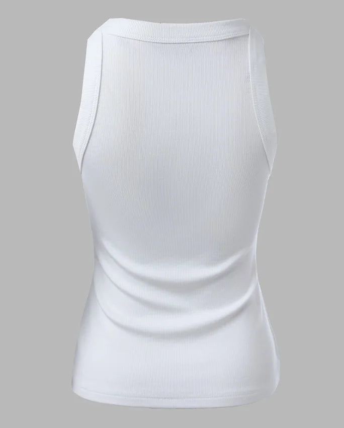 Sleeveless Ribbed Knit Tank Top Slim Fit Basic Casual Everyday Wear For Women