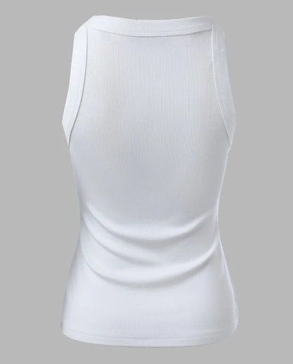 Sleeveless Ribbed Knit Tank Top Slim Fit Basic Casual Everyday Wear For Women