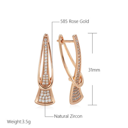 Innovative Design Natural Zircon Drop Earrings for Women 585 Rose Gold Color Romantic Gift Fashion Daily Fine Jewelry