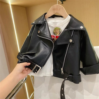 Spring Autumn Boys Leather Jackets For 2-8 Years New Classics Handsome Baby Boy Pu Outerwear Kids Clothing Zipper Fly Coats