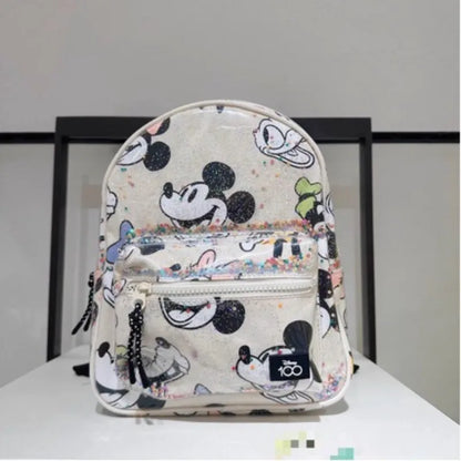 Disney Cartoon Mickey Mouse Cute Fashion Backpack Women's Minnie Canvas School Bag Fashion Large Capacity Backpack Girls Mochila