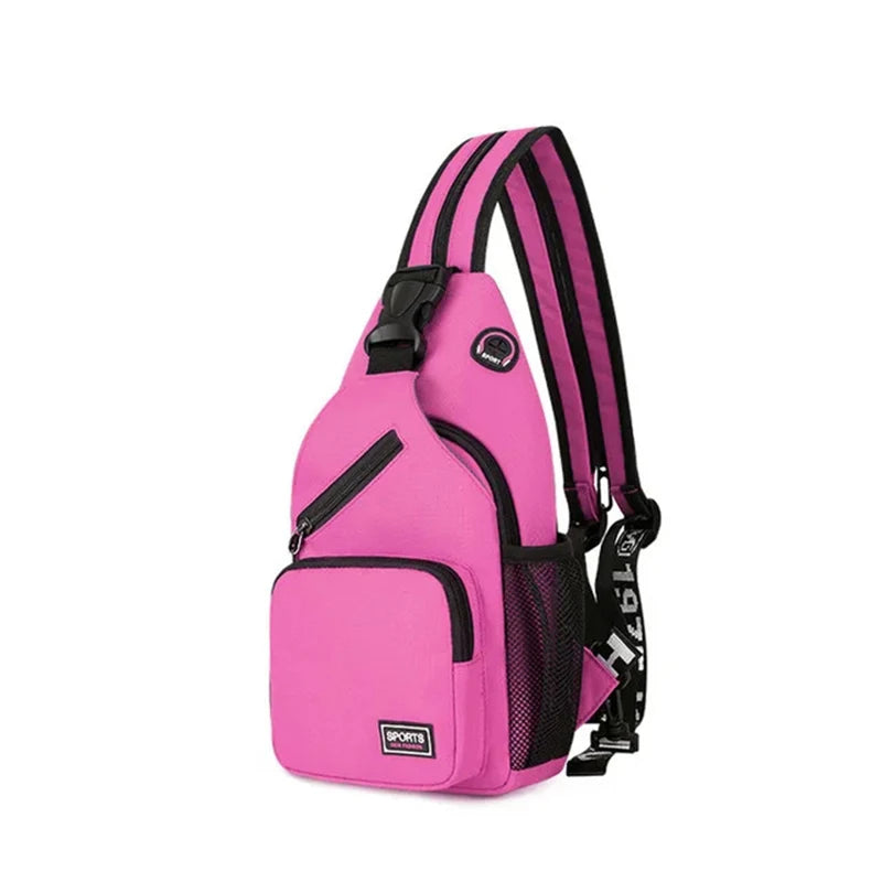 Small Women’s Chest Bag Crossbody – Oxford Travel Shoulder Backpack with Earphone Hole, Adjustable Sports & Messenger Bag