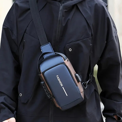 Durable  Sling Bag for Men – Motorcycle Style Crossbody Chest Pack with Zipper & Phone Pocket, Daily Travel/Commute Bag
