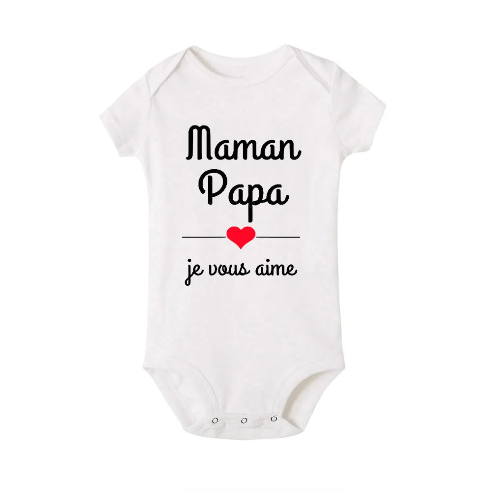Mom Dad I Love You Baby Bodysuits  Infant Outfit New Born Boys Girls Clothes Gift