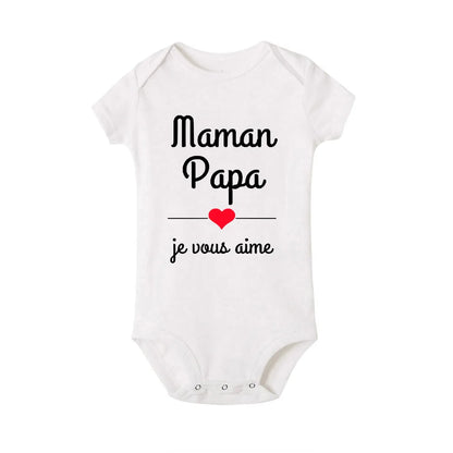 Mom Dad I Love You Baby Bodysuits  Infant Outfit New Born Boys Girls Clothes Gift